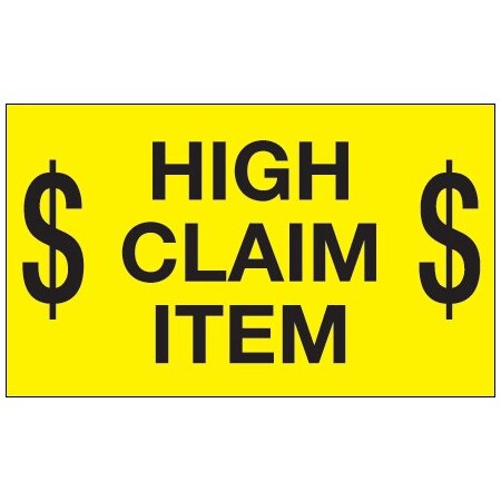 Bsc Preferred 3 x 5'' - ''$ High Claim Item $'' Fluorescent Yellow Labels BUY00025574